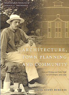Cover of Cecil Scott Burgess' book, "Architecture, Town Planning and Community"